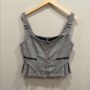 Maeve Black and White Houndstooth Women's Top/Vest